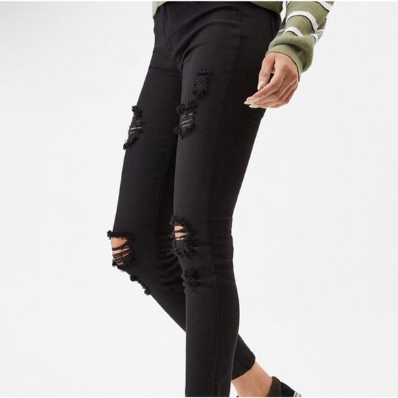 Pacsun Black Ripped Skinny Jeans Leggings High Rise Size 23 - Picture 1 of 10